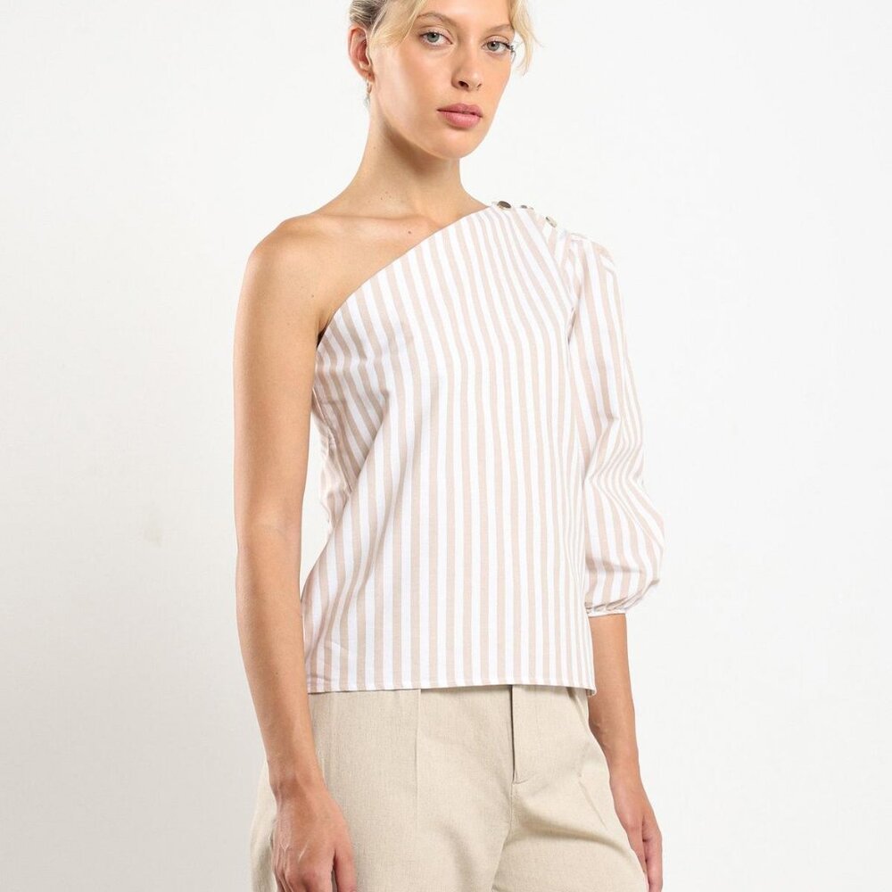 Sola Top - Beige Stripe